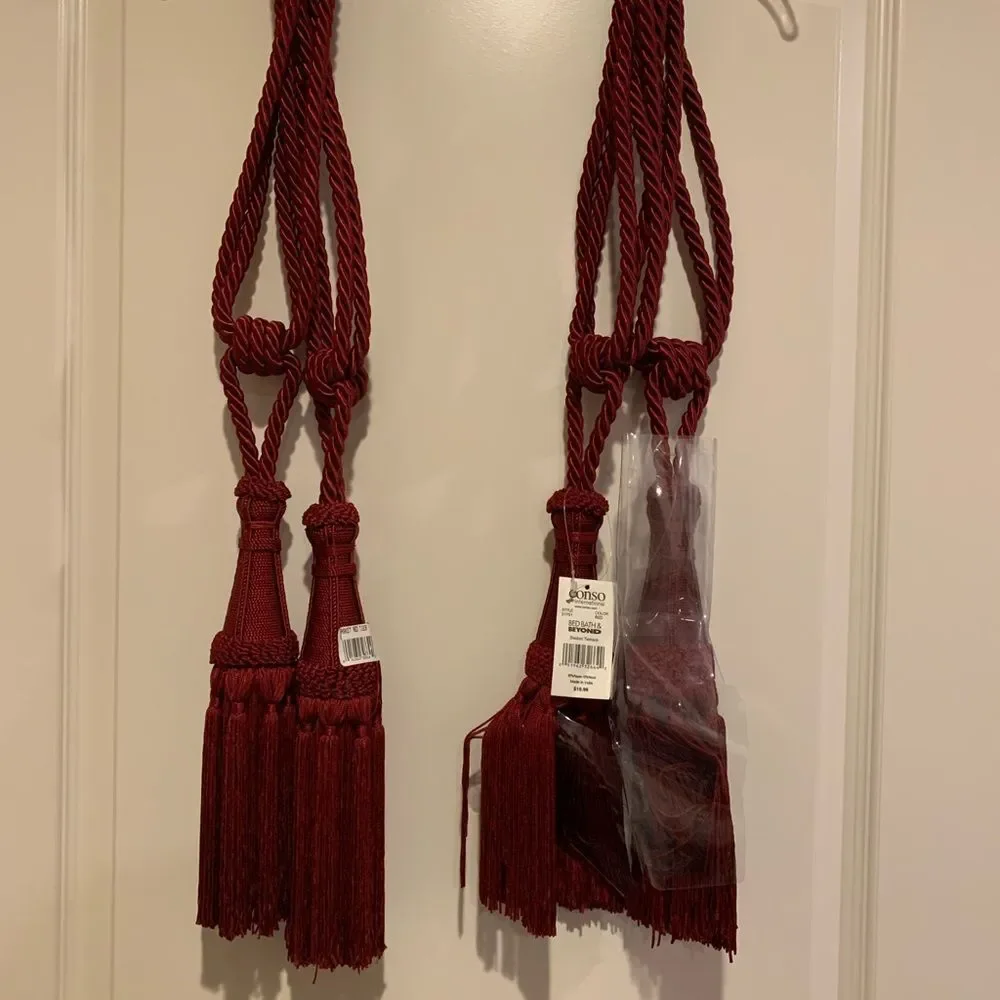 Exquisite Burgundy Taupe Curtain and Drapery Tassel Tieback